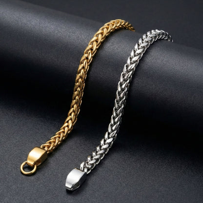 Premium Wheat Chain Bracelet Set – Duo Gold & Silver Finish