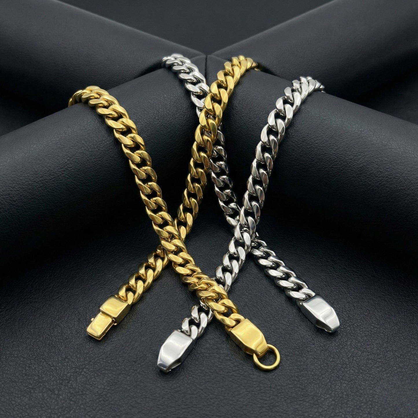 Classic Cuban Curb Bracelet - Gold & Silver Set