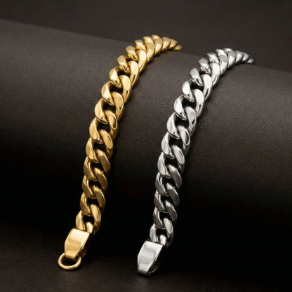 Classic Cuban Curb Bracelet - Gold & Silver Set