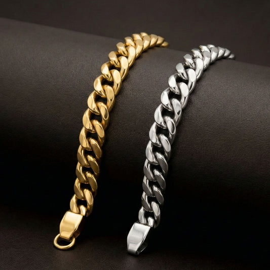 Classic Cuban Curb Bracelet - Gold & Silver Set